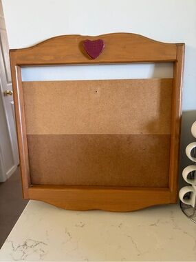 Wooden Message Board with Heart Accent - Brown and Red